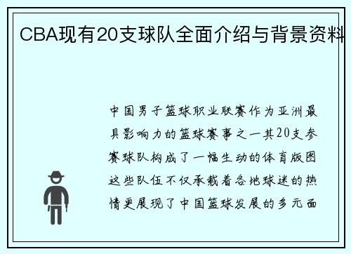 CBA现有20支球队全面介绍与背景资料